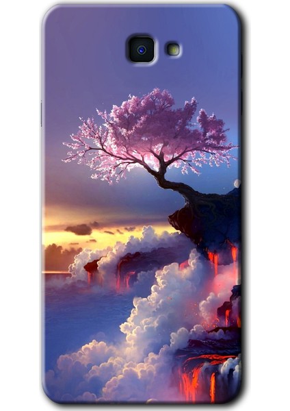 Samsung Galaxy J7 Prime Kılıf Hd Desen Baskılı Arka Kapak - Wash Red Wall