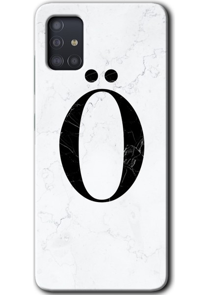 Samsung Galaxy A51 Kılıf Hd Desen Baskılı Arka Kapak - Beyaz Mermer Desenli Ö Harfi