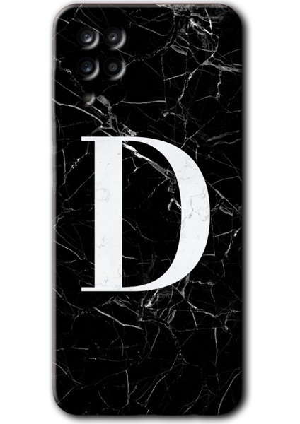 Samsung Galaxy Note 5 Kılıf Hd Desen Baskılı Arka Kapak - Siyah Mermer Desenli D Harfi