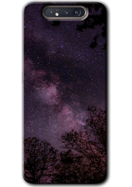Samsung Galaxy A80 Kılıf Hd Desen Baskılı Arka Kapak - Gece Galaksi