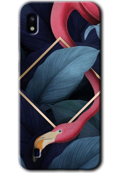 Samsung Galaxy A10 Kılıf Hd Desen Baskılı Arka Kapak - Flamingo Yaprak