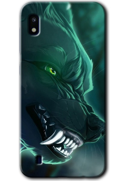Samsung Galaxy A10 Kılıf Hd Desen Baskılı Arka Kapak - Yeşil Kurt