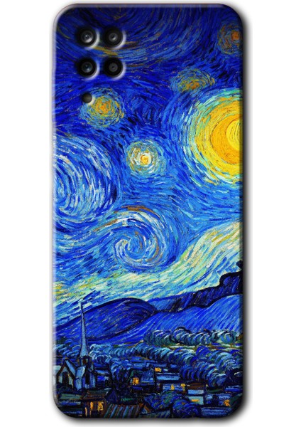 Samsung Galaxy A12 Kılıf Hd Desen Baskılı Arka Kapak - Starry Night