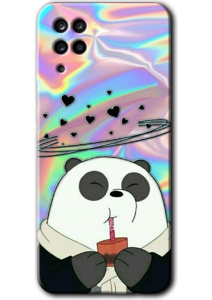 Samsung Galaxy A12 Kılıf Hd Desen Baskılı Arka Kapak - Milkshake Panda