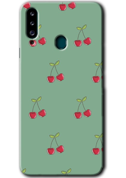 Samsung Galaxy A20S Kılıf Hd Desen Baskılı Arka Kapak - Kiraz Berry