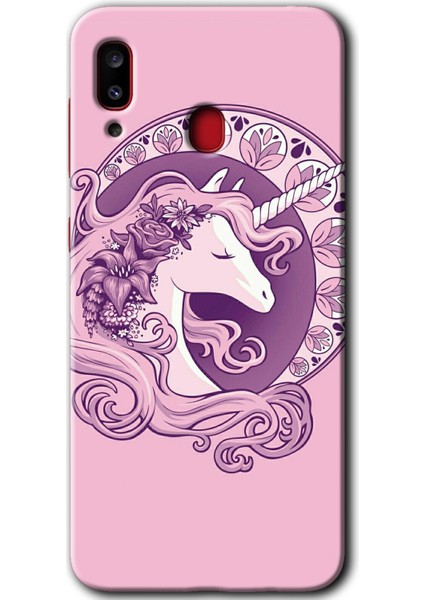 Samsung Galaxy A30 Kılıf Hd Desen Baskılı Arka Kapak - Unicorn-Pembe