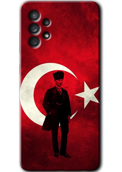 Samsung Galaxy A73 Kılıf Hd Desen Baskılı Arka Kapak - Atatürk Bayrak