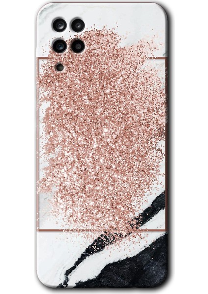 Samsung Galaxy M12 Kılıf Hd Desen Baskılı Arka Kapak - Simli Mermer