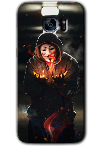 Samsung Galaxy S7 Edge Kılıf Hd Desen Baskılı Arka Kapak - V For Fire