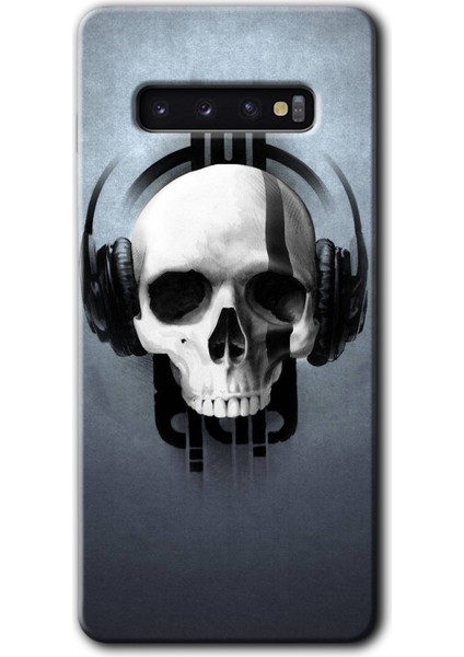 Samsung Galaxy S10 Kılıf Hd Desen Baskılı Arka Kapak - Müzik Kurukafa