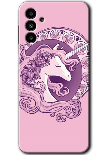 Samsung Galaxy A13 5g Kılıf Hd Desen Baskılı Arka Kapak - Unicorn-Pembe