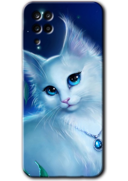 Samsung Galaxy A12 Kılıf Hd Desen Baskılı Arka Kapak - Cat Glance