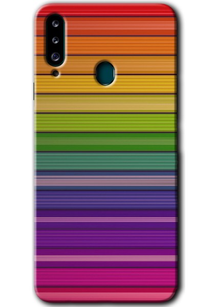 Samsung Galaxy A20S Kılıf Hd Desen Baskılı Arka Kapak - Colorful Lines
