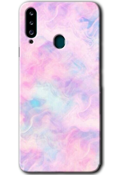 Samsung Galaxy A20S Kılıf Hd Desen Baskılı Arka Kapak - Pembe-Duman