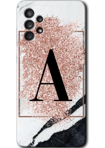Samsung Galaxy A53 Kılıf Hd Desen Baskılı Arka Kapak - Pembe Mermer Desenli A Harfi