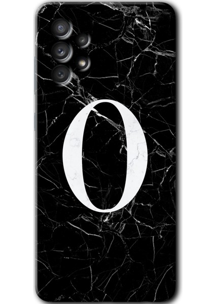 Samsung Galaxy A53 Kılıf Hd Desen Baskılı Arka Kapak - Siyah Mermer Desenli O Harfi