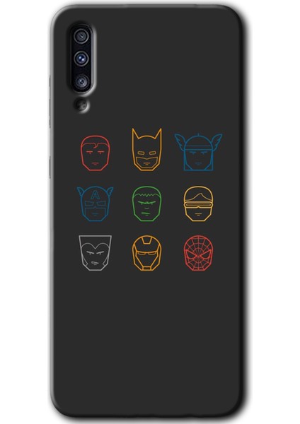 Samsung Galaxy A70 Kılıf Hd Desen Baskılı Arka Kapak - Avengers Minimalism
