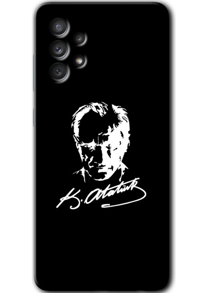 Samsung Galaxy A52 Kılıf Hd Desen Baskılı Arka Kapak - Atatürk Silüet Imza