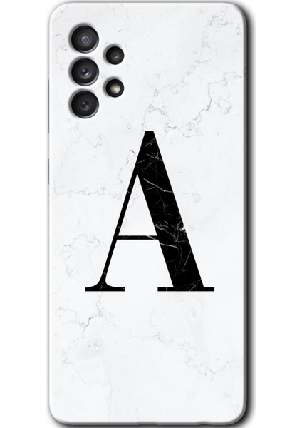 Samsung Galaxy A52S Kılıf Hd Desen Baskılı Arka Kapak - Beyaz Mermer Desenli A Harfi