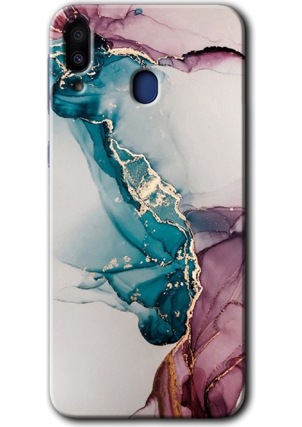 Samsung Galaxy M10 Kılıf Hd Desen Baskılı Arka Kapak - Liquid Mermer