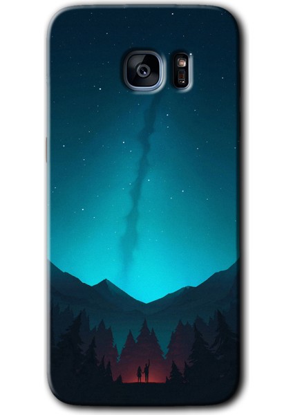 Samsung Galaxy S7 Edge Kılıf Hd Desen Baskılı Arka Kapak - Night Fores Mount