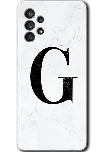 Samsung Galaxy A53 Kılıf Hd Desen Baskılı Arka Kapak - Beyaz Mermer Desenli G Harfi