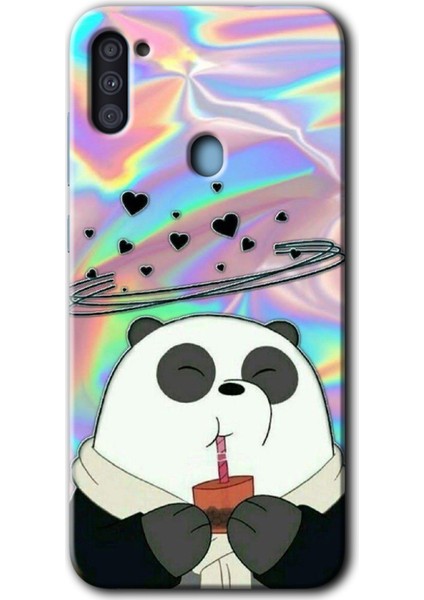 Samsung Galaxy A11 Kılıf Hd Desen Baskılı Arka Kapak - Milkshake Panda