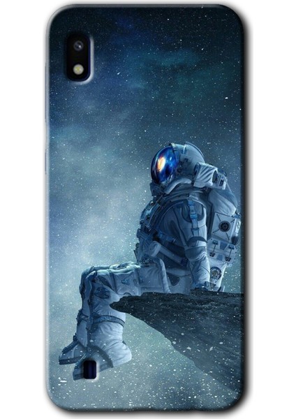 Samsung Galaxy A10 Kılıf Hd Desen Baskılı Arka Kapak - Astronot Yalnızlığı