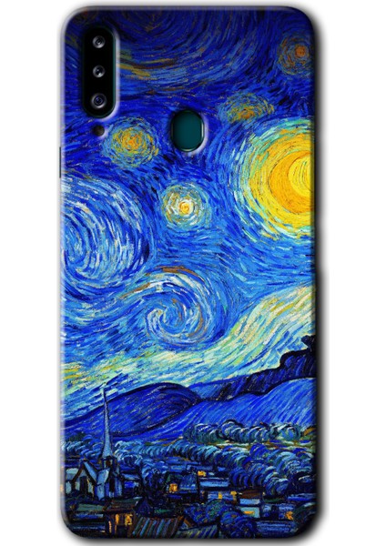 Samsung Galaxy A20S Kılıf Hd Desen Baskılı Arka Kapak - Starry Night