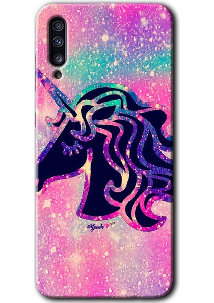 Samsung Galaxy A70 Kılıf Hd Desen Baskılı Arka Kapak - Unicorn Kristal