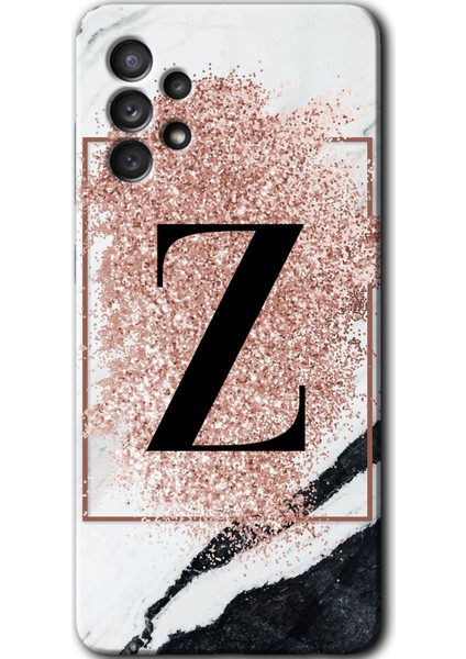 Samsung Galaxy A72 Kılıf Hd Desen Baskılı Arka Kapak - Pembe Mermer Desenli Z Harfi