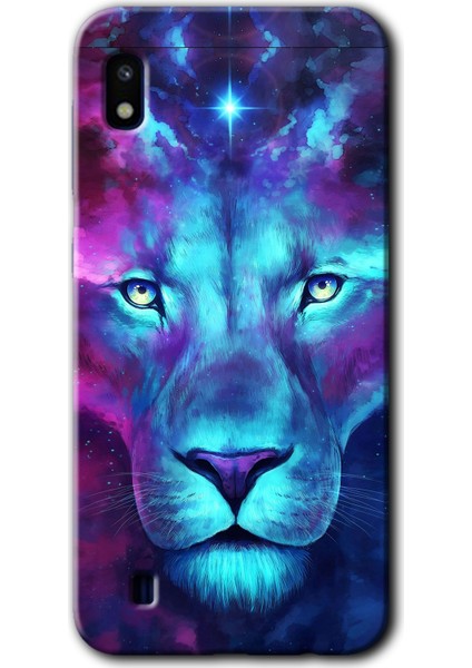 Samsung Galaxy A10 Kılıf Hd Desen Baskılı Arka Kapak - Neon Lion
