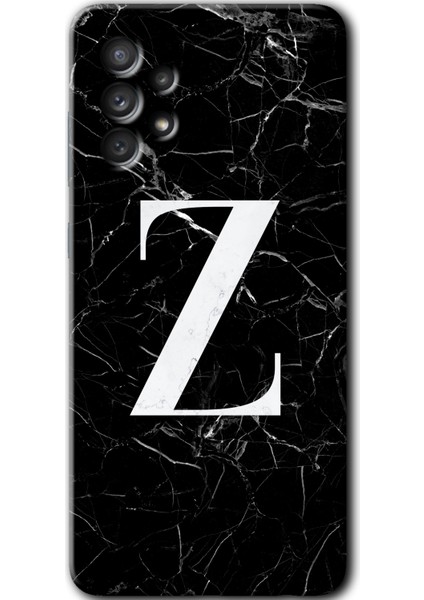 Samsung Galaxy A52S Kılıf Hd Desen Baskılı Arka Kapak - Siyah Mermer Desenli Z Harfi
