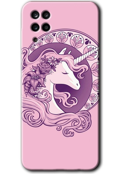 Samsung Galaxy M12 Kılıf Hd Desen Baskılı Arka Kapak - Unicorn-Pembe