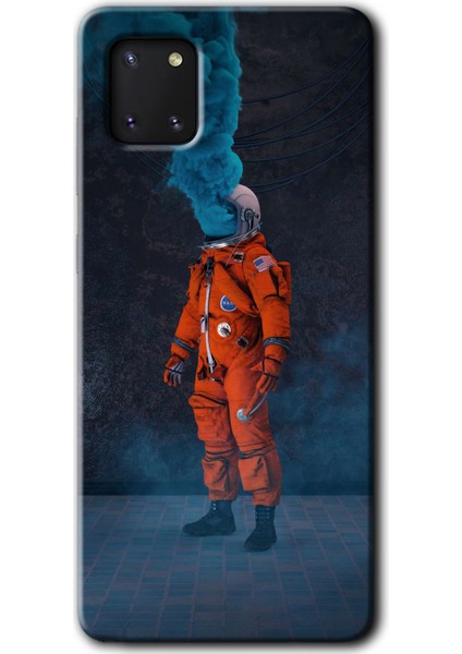 Samsung Galaxy A81 Kılıf Hd Desen Baskılı Arka Kapak - Smoke Astronot