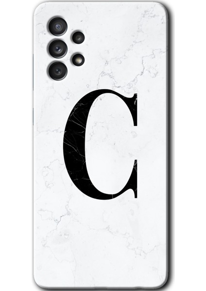 Samsung Galaxy A52S Kılıf Hd Desen Baskılı Arka Kapak - Beyaz Mermer Desenli C Harfi