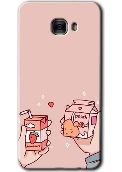 Samsung Galaxy C7 Pro Kılıf Hd Desen Baskılı Arka Kapak - Meyveli Süt