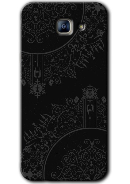Samsung Galaxy A8 2016 Kılıf Hd Desen Baskılı Arka Kapak - Siyah Mandala