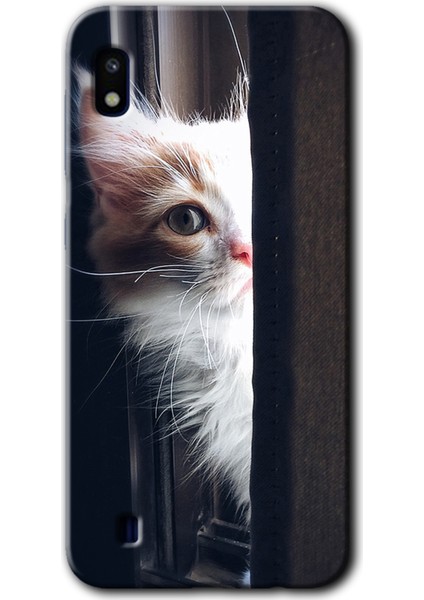 Samsung Galaxy A10 Kılıf Hd Desen Baskılı Arka Kapak - Kedi Bakışı