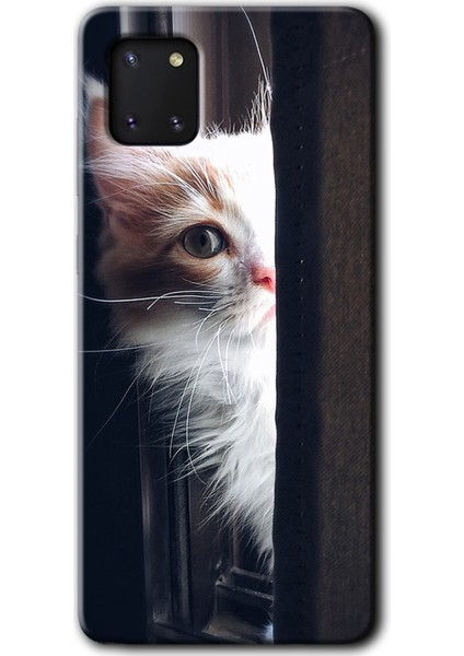 Samsung Galaxy A81 Kılıf Hd Desen Baskılı Arka Kapak - Kedi Bakışı
