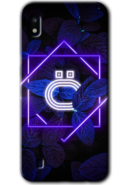Samsung Galaxy A10 Kılıf Hd Desen Baskılı Arka Kapak - Dark Neon Yaprak Ö Harfi