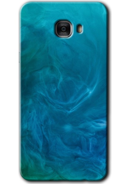 Samsung Galaxy C7 Pro Kılıf Hd Desen Baskılı Arka Kapak - Mavi Aura