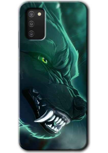 Samsung Galaxy A03S Kılıf Hd Desen Baskılı Arka Kapak - Yeşil Kurt