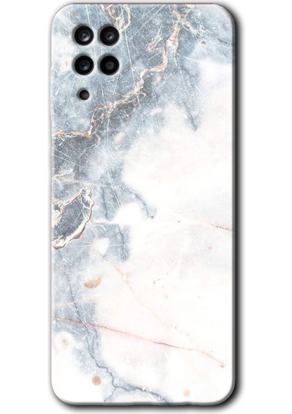 Samsung Galaxy A12 Kılıf Hd Desen Baskılı Arka Kapak - White Marble