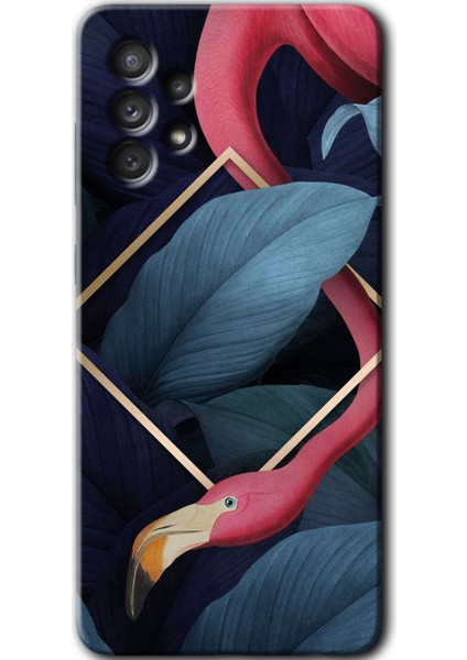 Samsung Galaxy A13 Kılıf Hd Desen Baskılı Arka Kapak - Flamingo Yaprak