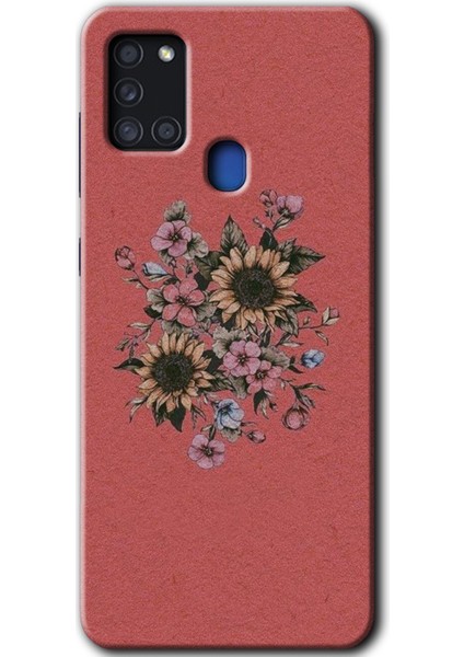 Samsung Galaxy A21S Kılıf Hd Desen Baskılı Arka Kapak - Retro Çiçek