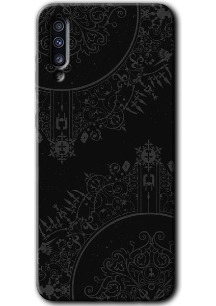 Samsung Galaxy A30S Kılıf Hd Desen Baskılı Arka Kapak - Siyah Mandala
