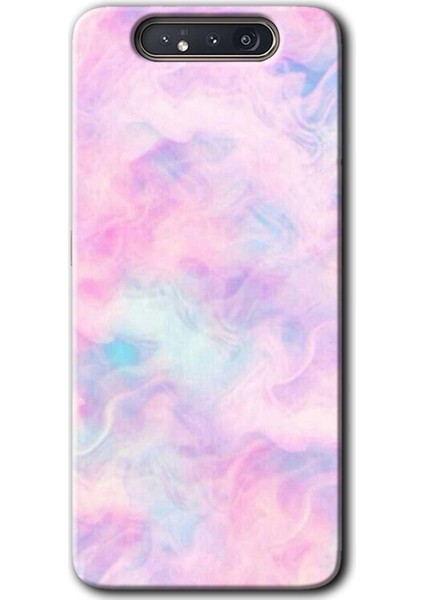 Samsung Galaxy A80 Kılıf Hd Desen Baskılı Arka Kapak - Pembe-Duman