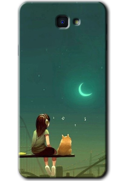 Samsung Galaxy J7 Prime Kılıf Hd Desen Baskılı Arka Kapak - Kedili Kız
