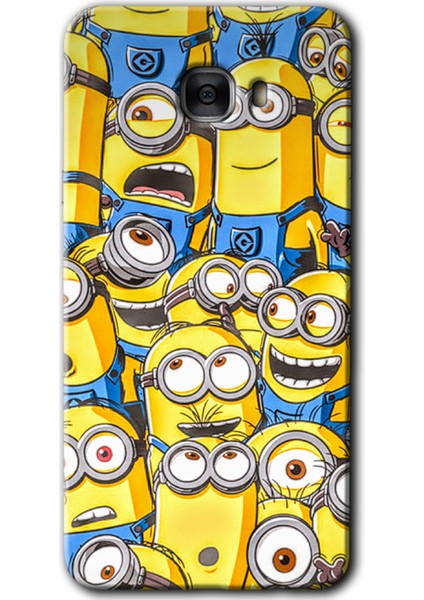 Samsung Galaxy C7 Kılıf Hd Desen Baskılı Arka Kapak - Minion Ordusu